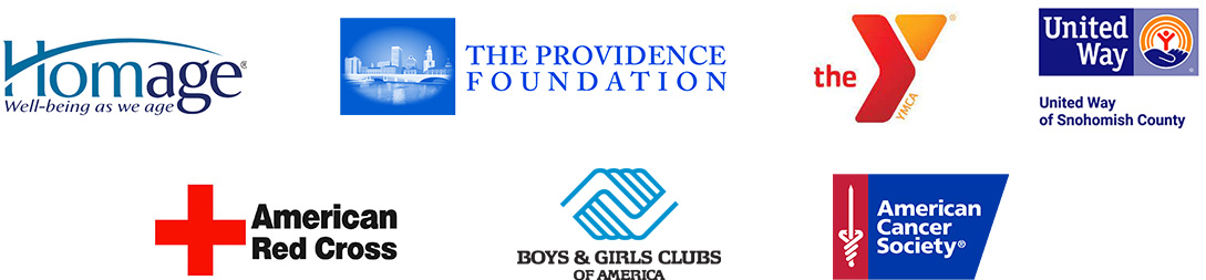 Logos of several American charities
